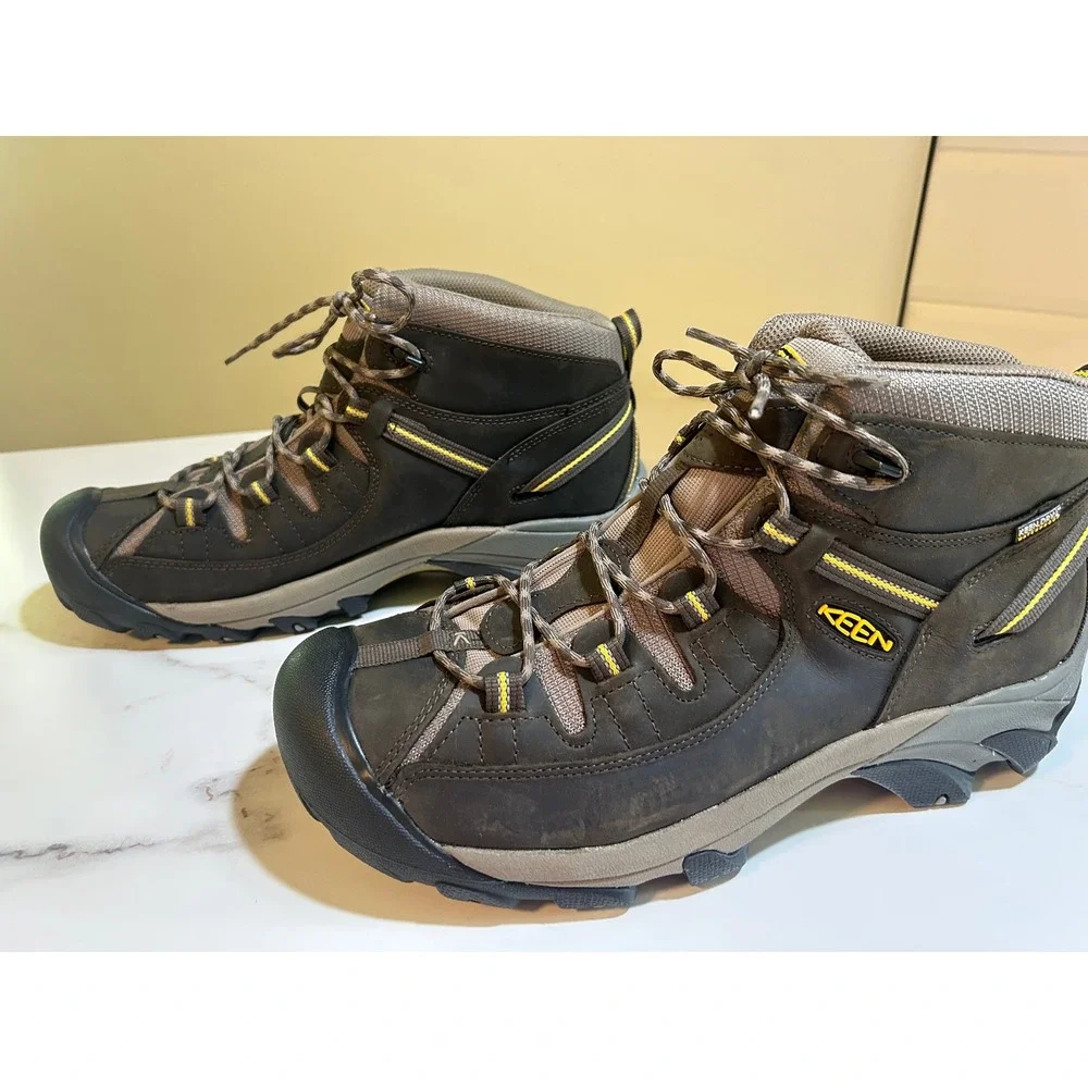 Keen Targhee II Mid Waterproof Hiking Boots Mens 13 Brown Yellow 1002375